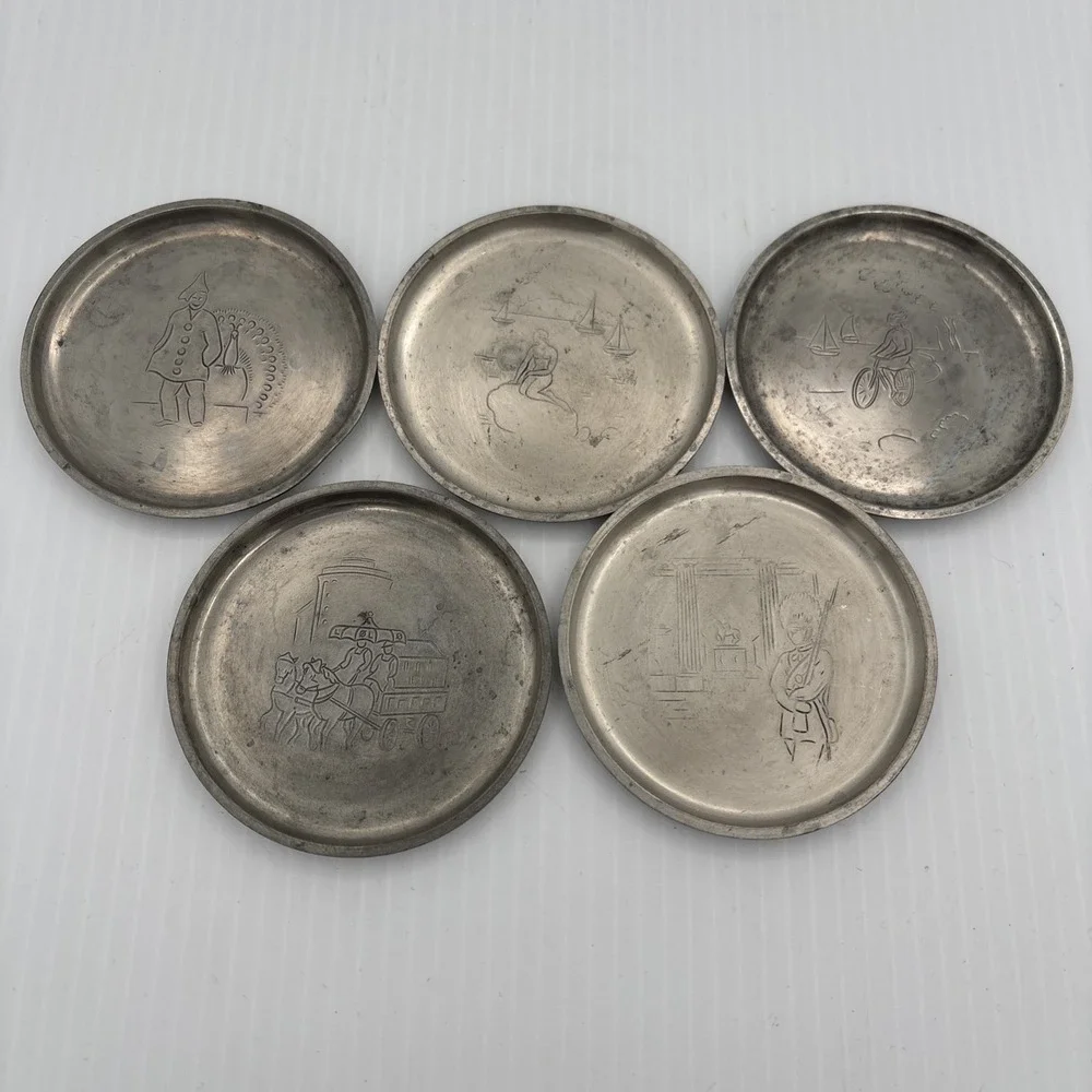 Just Danmark 2387 Pewter Coaster – Art Deco Lot Of 5